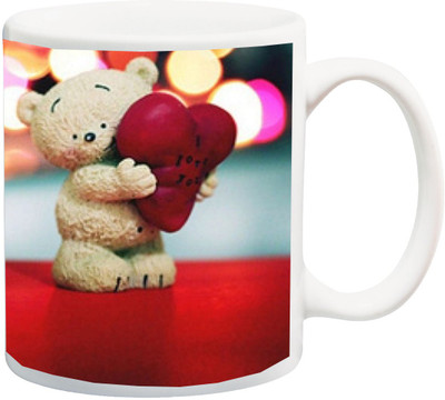 

ME&YOU Gift for Husband/Wife/Boyfriend/Girlfriend/Couple On Valentine's Day Or Anniversary;Happy Annivaesery teddy bear 3D Printed Ceramic Mug(325 ml), Multicolor