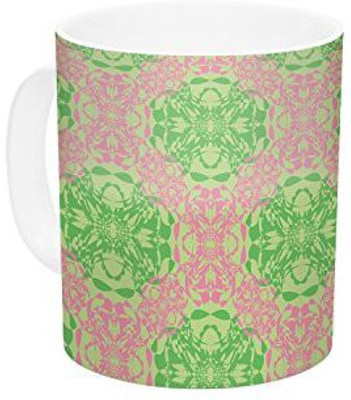 

Kess InHouse InHouse Mydeas Diamond Illusion Damask Watermelon Pink Green Ceramic Coffee, 11 oz, Multicolor Ceramic Mug(60 ml)
