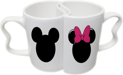 

Ucard Mickey Mini Love CoupleMug Set Bone China, Ceramic, Porcelain Mug(325 ml, Pack of 2)