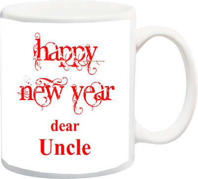

ME&YOU Gift for Uncle;Happy new Year mere pyare chacha ji red printed Bone China Mug(325 ml), Orange