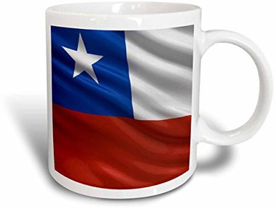 

3dRose mug_178750_1 Flag of Chile Waving in The Wind Ceramic, 11 oz, White Ceramic Mug(60 ml), Multicolor