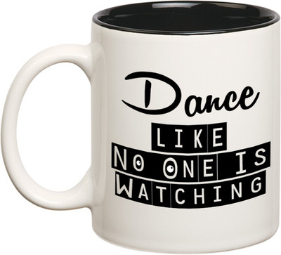 

Huppme Everytime I Dance Inner Black Ceramic Mug(350 ml), Black;white