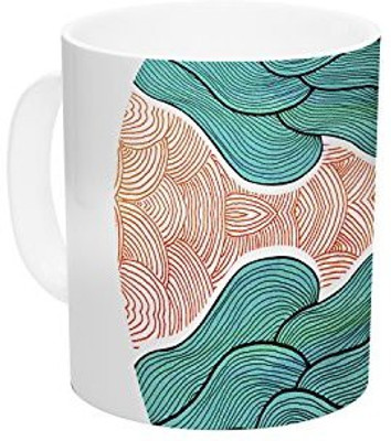 

Kess InHouse InHouse Pom Graphic Design Ocean Flow Ceramic Coffee, 11 oz, Multicolor Ceramic Mug(60 ml)