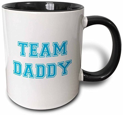 

3dRose mug_151263_4 Team Daddy Blue White Retro Sporty or College Sports Font Gifts for Dads Good for Fathers Day Two Tone Black, 11 oz, Black/White Ceramic Mug(60 ml)