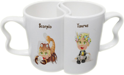 

Ucard Scorpio and Taurus Zodiac Sign Valentines Day Couple Bone China, Ceramic, Porcelain Mug(325 ml), Multicolor