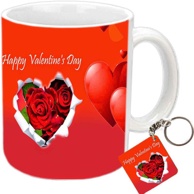 

Raj Laxmi Roses frame valentine white Ceramic Mug(406 ml)