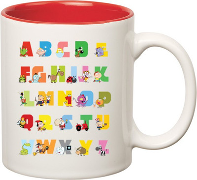 

Huppme ABCD Inner Red Ceramic Mug(350 ml), Red;white
