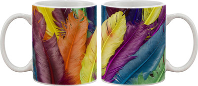 

Artifa Colourful Feathers Design Porcelain, Ceramic Mug(350 ml), Multicolor