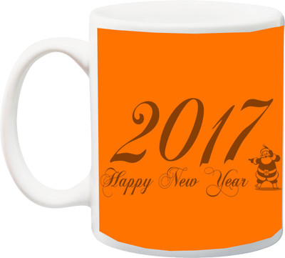

ME&YOU Happy New Year 2017 Yellow Printed Ceramic Mug(325 ml), Multicolor