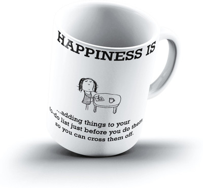 

Ucard Happiness Is2005 Bone China, Ceramic, Porcelain Mug(325 ml), Multicolor