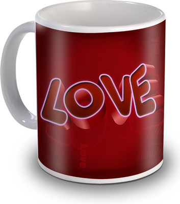 

SKY TRENDS I Love You Red Background Gifts For Valentine's Ceramic Mug(350 ml), White