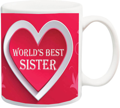 

ME&YOU Gift for Sister,Girl on Bhaidooj,Bhaiyadooj;World's Best Sister Ceramic Mug(325 ml), Multicolor
