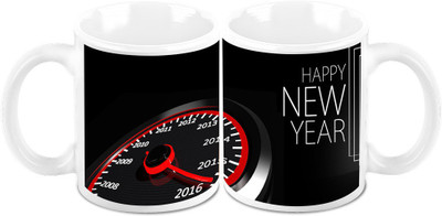 

Homesogood Fast Approaching New Year (Set Of 2) Ceramic Mug(325 ml, Pack of 2)