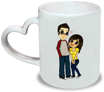 

HuppmeGift Now Forever Heart Handle Ceramic Mug(350 ml), White