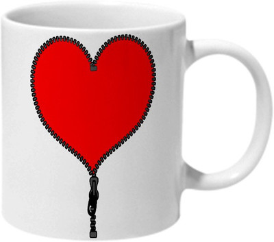 Mooch Wale Unzip My Heart Ceramic Coffee Mug(325 ml)