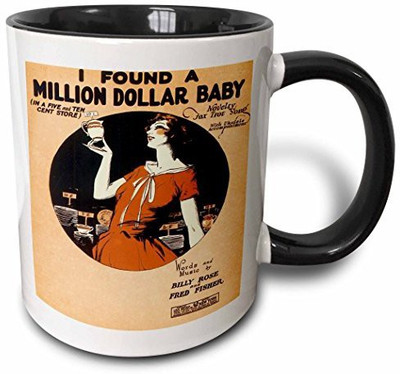 

3dRose I Found A Million Dollar Baby in A Five and Ten Cent Store Novelty Fox Trot Song Two Tone Black, 11 oz, Black/White Ceramic Mug(60 ml), Multicolor