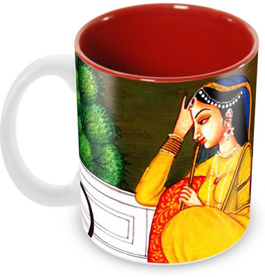 

Tuelip Beautiful Lady Anarkali Printed Inner Red For Tea And Coffee Ceramic Mug(350 ml), Multicolor