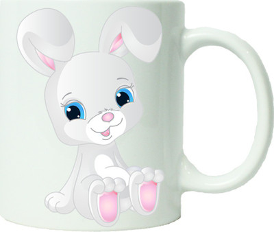 

Maison N Mode Cute Ear Bunny Cartoon Coffee Ceramic Mug(330 ml), Multicolor