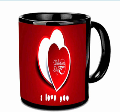 

Raj Laxmi Love heart frame valentine black Ceramic Mug(350 ml)