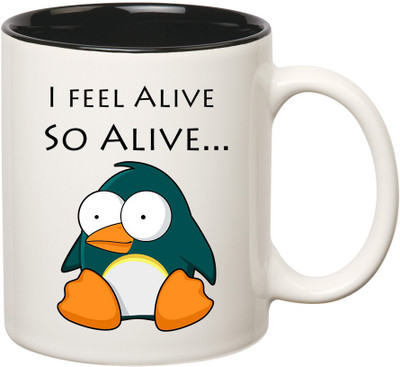 

HuppmeGift Alive Inner Black Ceramic Mug(350 ml), Black;white