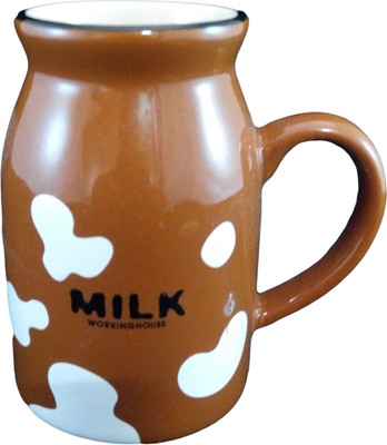

GeekGoodies Milk Cow Ceramic Brown Porcelain Mug(250 ml, Pack of 2)