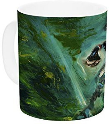 Kess InHouse InHouse Josh Serafin 1st and 10 Baseball Green Ceramic Coffee, 11 oz, Multicolor Ceramic Mug(60 ml)