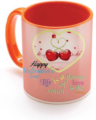 

SKY TRENDS Valentine Gift for Girlfriend Love Printed I Love U Forever Perfect for Her Him Wife Fiance Anniversary And Birthday STGD001 Ceramic Mug(325 ml), Orange