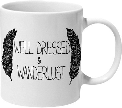 

Mooch Wale Well Dressed & Wanderlust Ceramic Mug(325 ml), Multicolor
