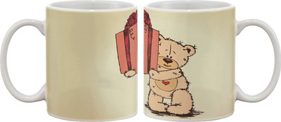 

Artifa Teddy Bear With Birthday Gift Porcelain, Ceramic Mug(350 ml), Multicolor
