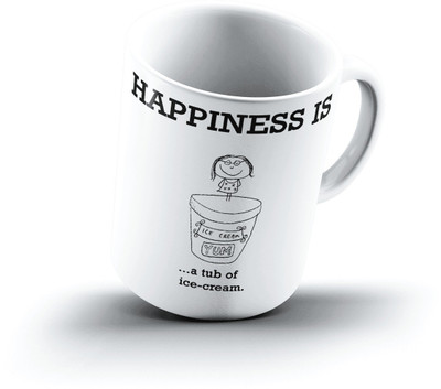 Ucard Happiness Is1444 Bone China, Ceramic, Porcelain Mug(325 ml)