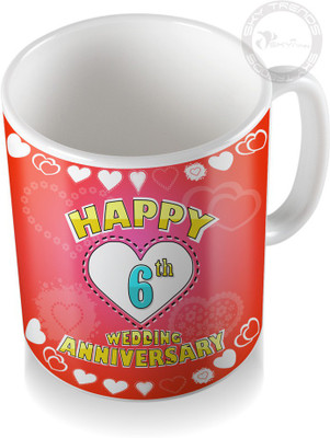 

SKY TRENDS 6th Happy Wedding Anniversary Coffee Ceramic Mug(320 ml), White