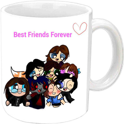 

Raj Laxmi Cute Cartoons Friends White Ceramic Ceramic Mug(3.5 ml)