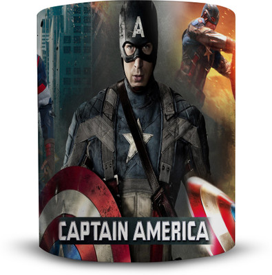 

Ackme Design super hero, Captain America Ceramic Mug(325 ml), Multicolor