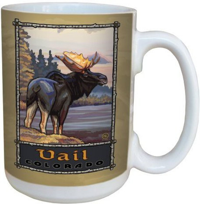 

Tree-Free Greetings Greetings 79437 Vail Colorado Moose by Paul A. Lanquist Ceramic with Full-Sized Handle, 15-Ounce, Multicolored Ceramic Mug(60 ml), Multicolor