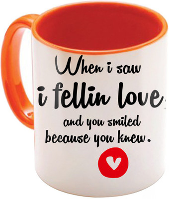 

SKY TRENDS Valentine Gift for Girlfriend Love Printed I Love U Forever Perfect for Her Him Wife Fiance Anniversary And Birthday STGD229 Ceramic Mug(325 ml), Orange