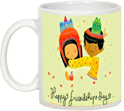 

AllUPrints Friendship Day Gifts - Two Friends Celebrate Friendship Day Ceramic Mug(325 ml), White