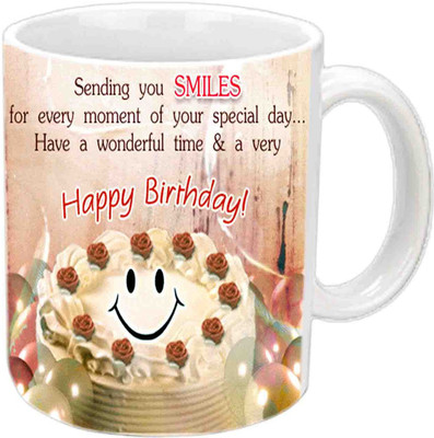 

Raj Laxmi Funny Cake Happy B'day White Ceramic Mug(3.5 ml)