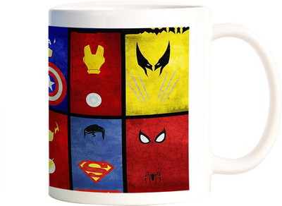 

Rangeele Inkers Superhero Cards Ceramic Mug(300 ml), Multicolor