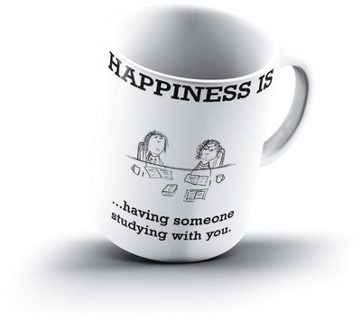 

Ucard Happiness Is1294 Bone China, Ceramic, Porcelain Mug(325 ml), Multicolor
