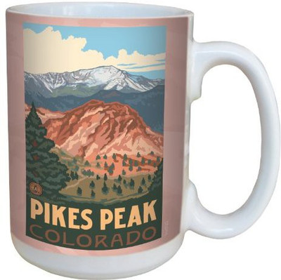 

Tree-Free Greetings Greetings lm43182 Vintage Colorado Vista Pikes Peak by Paul A. Lanquist Ceramic with Full-Sized Handle, 15-Ounce, Multicolored Ceramic Mug(60 ml), Multicolor
