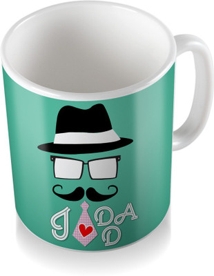 

SKY TRENDS I Love Dad With Cap And Mustaches Gifts For Father's Day Coffee Ceramic Mug(3.2 ml), White