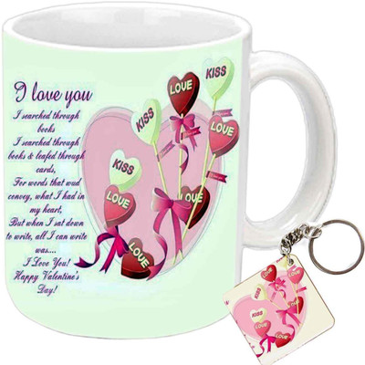 

Raj Laxmi Hearts flying valentine white Ceramic Mug(407 ml)