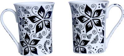 

Pearl Ana-T2 Bone China Mug(350 ml, Pack of 2), Black