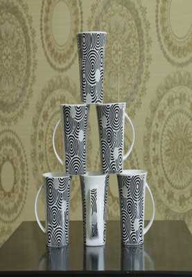 

Pearl Shagun Bone China(Black, Pack of 6)