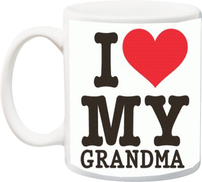 

ME&YOU Gift for Grandmother/Nani/Dadi On Birthday/Special Occasion;I Love You Grandma With Little Heart Printed Ceramic Mug(325 ml), Multicolor