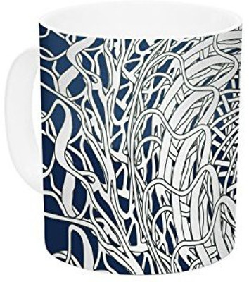

Kess InHouse InHouse Patternmuse Mandala Spin Navy Blue White Ceramic Coffee, 11 oz, Multicolor Ceramic Mug(60 ml)