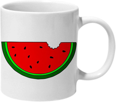 

Mooch Wale Watermelon Bite Ceramic Mug(325 ml), Multicolor