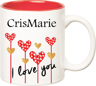 

Huppme I Love You Crismarie Inner Red (350 ml) Ceramic Mug(350 ml), Red;white