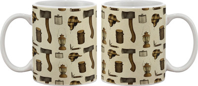 

Artifa Wood And Awe Pattern Porcelain, Ceramic Mug(350 ml), Multicolor