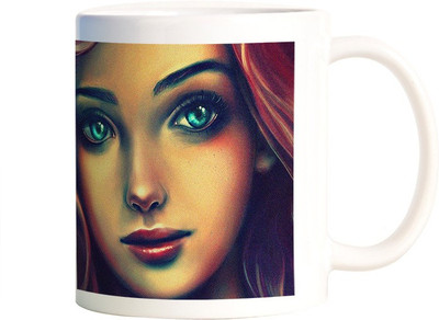 

Rangeele Inkers Beautiful Girl painting Ceramic Mug(300 ml), Multicolor
